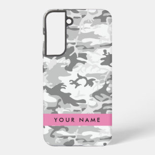 Winter Sneeuw Grijs Camouflage Je naam Personalise Samsung Galaxy Hoesje