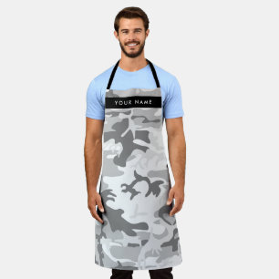 Winter Sneeuw Grijs Camouflage Je naam Personalise Schort