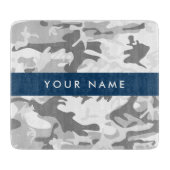 Winter Sneeuw Grijs Camouflage Je naam Personalise Snijplank (Voorkant)