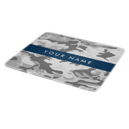 Winter Sneeuw Grijs Camouflage Je naam Personalise Snijplank