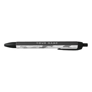 Winter Sneeuw Grijs Camouflage Je naam Personalise Zwarte Inkt Pen