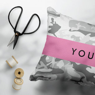 Winter Sneeuw Grijs Camouflage Jouw naam Personali Accent Kussen