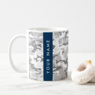 Winter Sneeuw Grijs Camouflage Jouw naam Personali Koffiemok