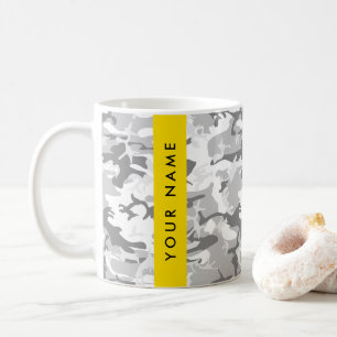 Winter Sneeuw Grijs Camouflage Jouw naam Personali Koffiemok