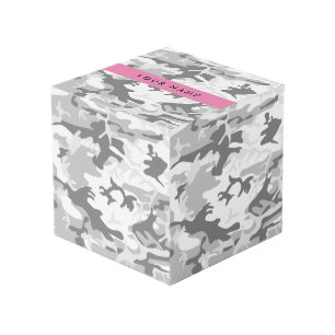 Winter Sneeuw Grijs Camouflage Jouw naam Personali Kubus