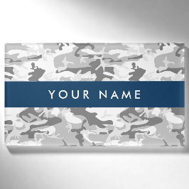 Winter Sneeuw Grijs Camouflage Jouw naam Personali Naambadge