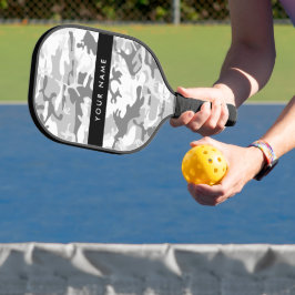 Winter Sneeuw Grijs Camouflage Jouw naam Personali Pickleball Paddle