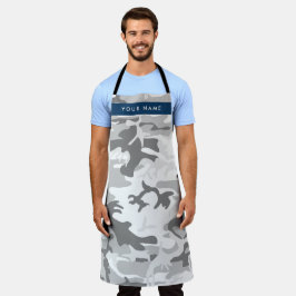 Winter Sneeuw Grijs Camouflage Jouw naam Personali Schort