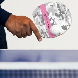 Winter Sneeuw Grijs Camouflage Jouw naam Personali Tafeltennisbatje