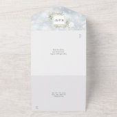 Winter Sneeuw Groen Monogram Bruiloft All In One Uitnodiging (Buitenkant)