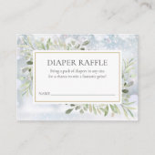 Winter Sneeuw Groene Luier Raffle Baby shower Informatiekaartje (Voorkant)