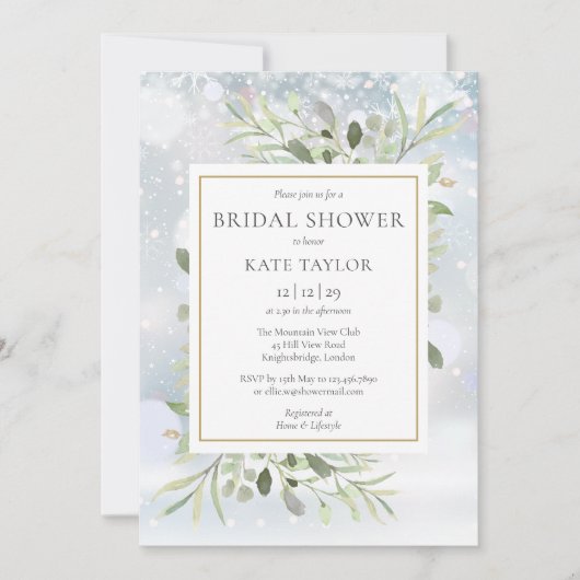 Winter Sneeuw Groene QR Code Foto Bruidsmeisje Uit Kaart (Voorkant)