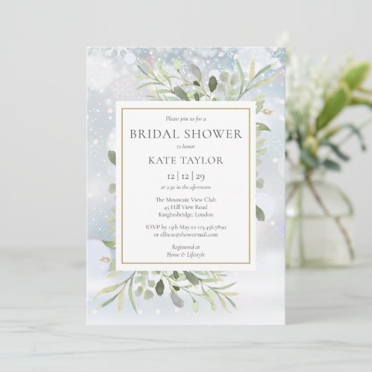 Winter Sneeuw Groene QR Code Foto Bruidsmeisjesfee Kaart (Staand voorkant)