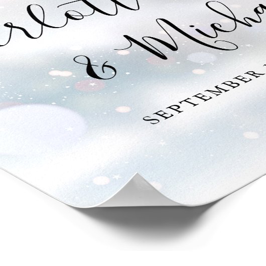 Winter Sneeuw Handtekening Script Bruiloft Welkoms Poster (Hoek)