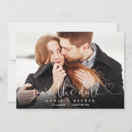 Winter Sneeuw Hart Script Foto Bruiloft Save The Date