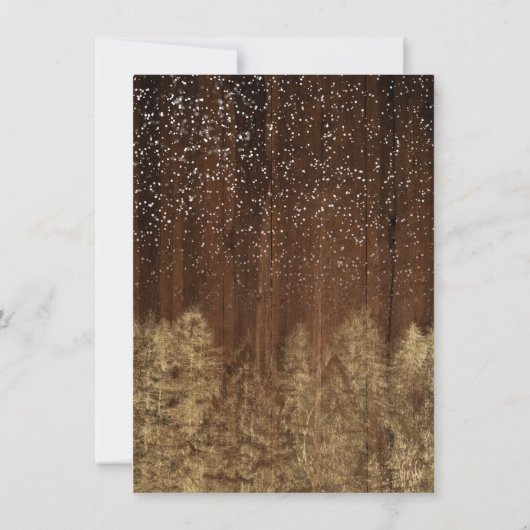 Winter sneeuw hout pijnbomen bos bruiloft kaart (Achterkant)