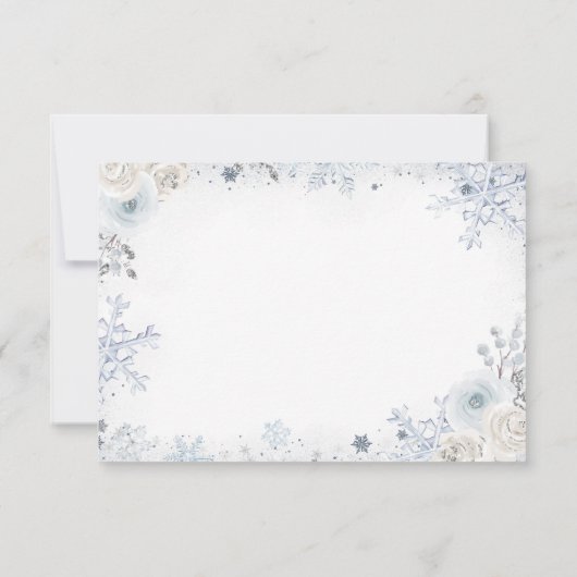 Winter Sneeuw in Liefde Sneeuwvlok Bruids QR RSVP Bedankkaart (Achterkant)