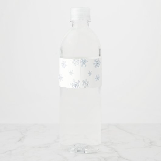 Winter Sneeuw in Liefde Sneeuwvlok Bruidsdouche Waterfles Etiket (Achterkant)