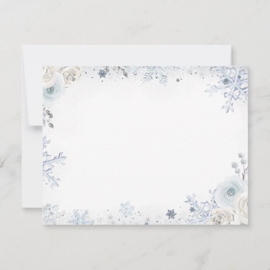 Winter Sneeuw in Liefde Sneeuwvlok Bruidsfeest Bedankkaart (Achterkant)