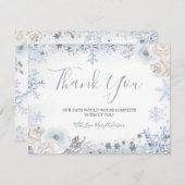 Winter Sneeuw in Liefde Sneeuwvlok Bruiloft Feest Bedankkaart (Voorkant / Achterkant)