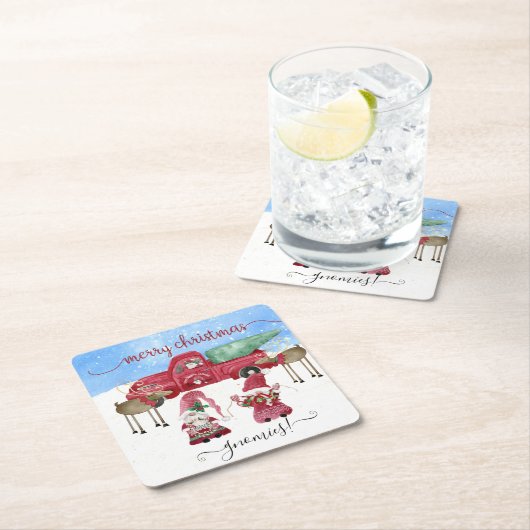 Winter Sneeuw kabouters Vrolijk Kerstmis Rode Vrac Kartonnen Onderzetters (Insitu)