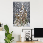 Winter, sneeuw, kasteel| AI Art Poster (Thuiskantoor)