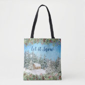 Winter Sneeuw Kerst Boslandschap Tote Bag (Voorkant)