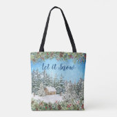 Winter Sneeuw Kerst Boslandschap Tote Bag (Achterkant)