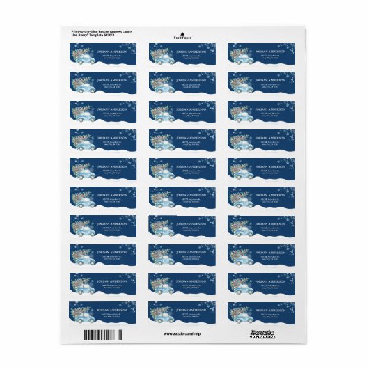 Winter sneeuw Kerstauto Etiket (Full Sheet)