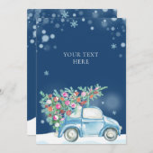 Winter sneeuw Kerstauto Feestdagenkaart (Voorkant / Achterkant)
