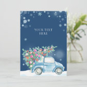 Winter sneeuw Kerstauto Feestdagenkaart (Staand voorkant)