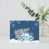 Winter sneeuw Kerstauto Feestdagenkaart (Staand voorkant)