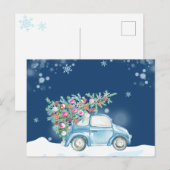 Winter sneeuw Kerstauto Feestdagenkaart (Voorkant / Achterkant)