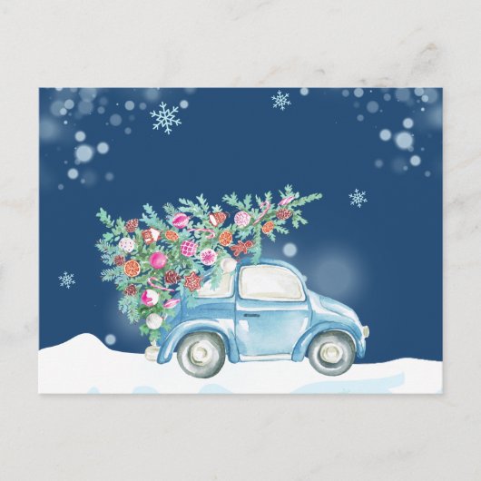 Winter sneeuw Kerstauto Feestdagenkaart (Voorkant)