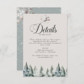 Winter Sneeuw Kerstbruiloft Details Informatiekaartje (Voorkant / Achterkant)