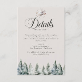 Winter Sneeuw Kerstbruiloft Details Informatiekaartje