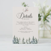 Winter Sneeuw Kerstbruiloft Details Informatiekaartje (Staand voorkant)