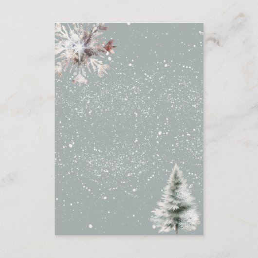 Winter Sneeuw Kerstbruiloft Details Informatiekaartje (Achterkant)