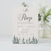 Winter Sneeuw Kerstbruiloft RSVP Kaartje (Staand voorkant)