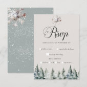 Winter Sneeuw Kerstbruiloft RSVP Kaartje (Voorkant / Achterkant)