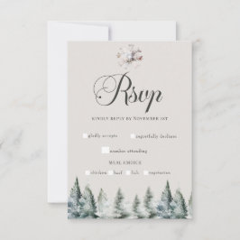 Winter Sneeuw Kerstbruiloft RSVP Kaartje