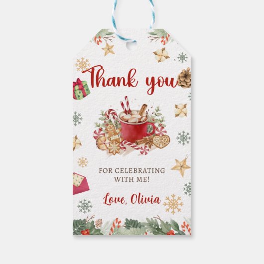 Winter Sneeuw Kerstkoekjes Verjaardagsgunst Cadeaulabel (Achterkant)