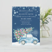 Winter sneeuw Kerstmis auto bruiloft Kaart (Staand voorkant)
