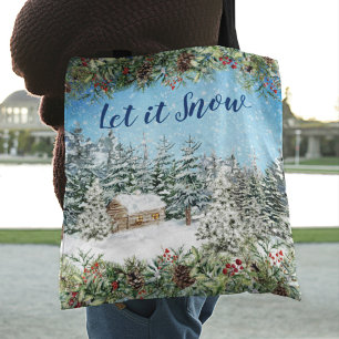 Winter Sneeuw Kerstmis Woodland Tote Bag