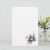 Winter Sneeuw Landschap Fawn Briefpapier (Staand voorkant)
