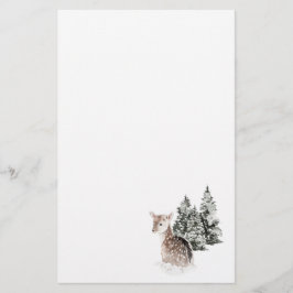 Winter Sneeuw Landschap Fawn Briefpapier