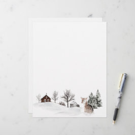 Winter Sneeuw Landschap Herten Briefhoofd