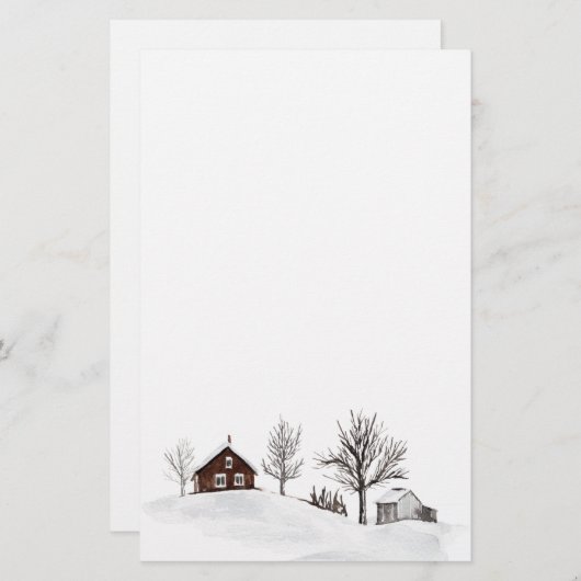 Winter Sneeuw Landschap Herten Briefpapier (Voorkant / Achterkant)