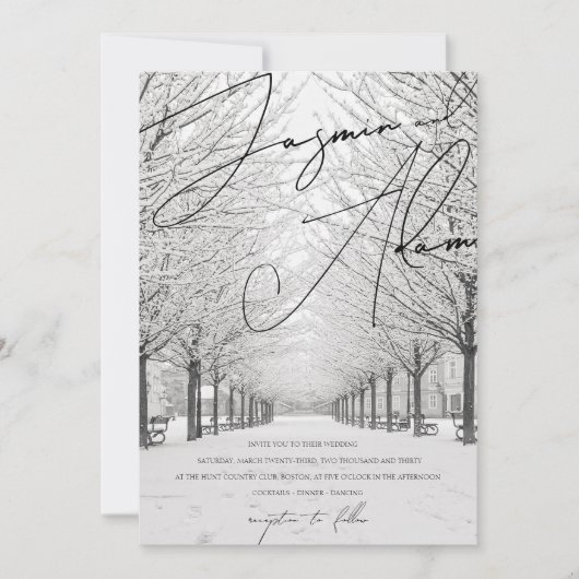 Winter Sneeuw Landschap Schilderachtig Script Brui Kaart (Voorkant)