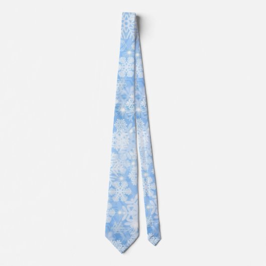 Winter Sneeuw Licht Blauw Mannen Gift Stropdas (Voorkant)